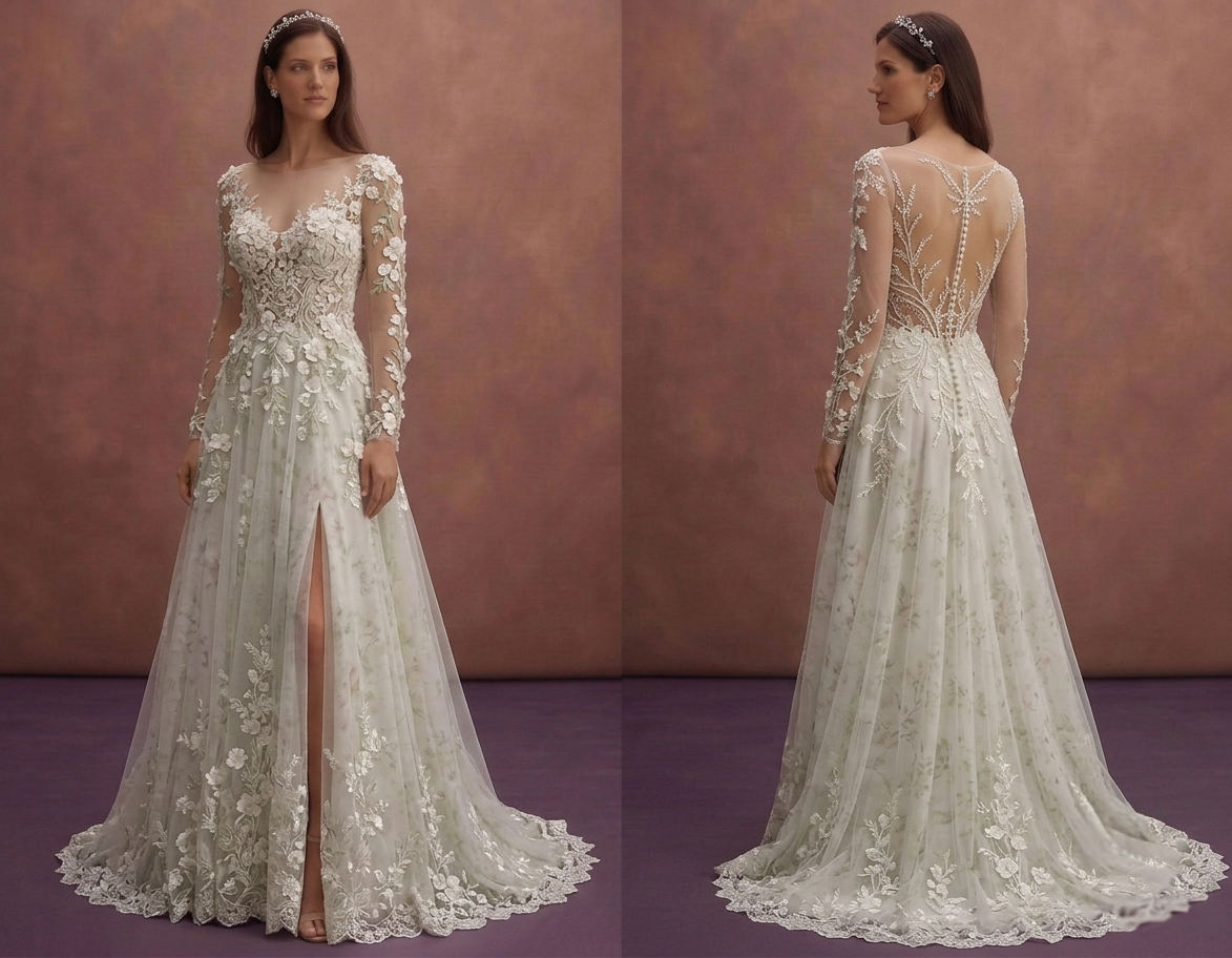 Spring Wedding Dresses with Floral Lace Details