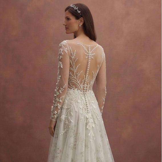 Spring Wedding Dresses with Floral Lace Details