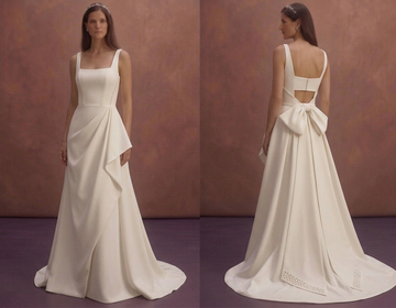 Square Neck Crepe Wedding Dresses with Contemporary Appeal