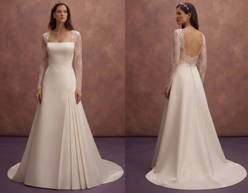 Square Neck Wedding Dresses with Satin Elegance
