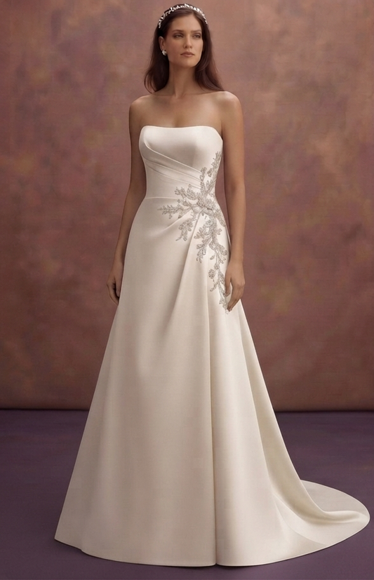 Strapless Bridal Gowns with Elegant Satin Finish