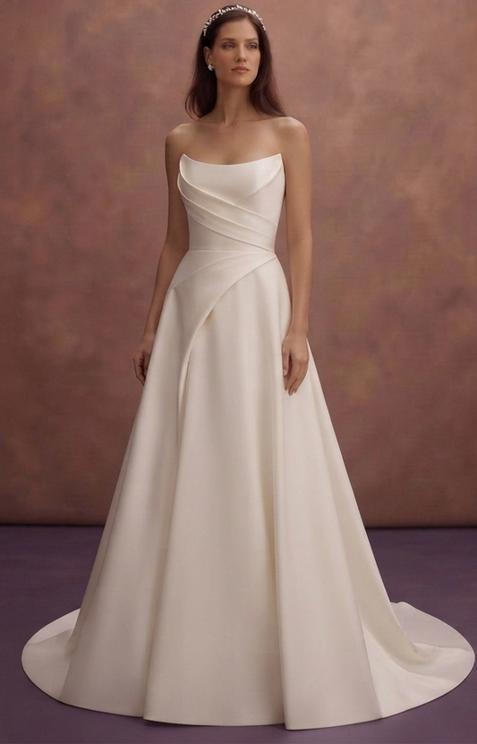 Strapless Silk Wedding Dresses with Minimalist Beauty