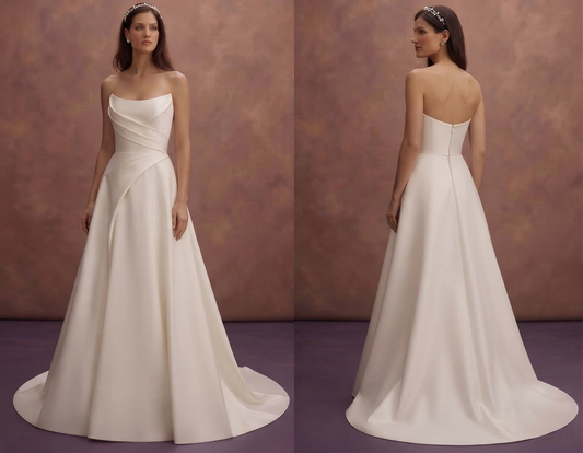 Strapless Silk Wedding Dresses with Minimalist Beauty