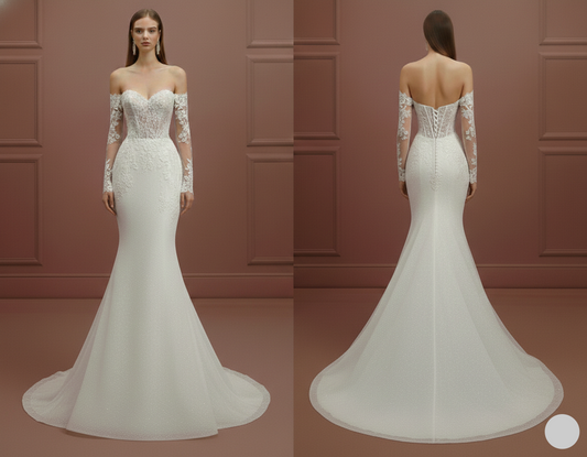 Stretch Crepe Sleeve Wedding Dress Long Simple Bodycon Gown