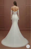 Stretch Crepe Sleeve Wedding Dress Long Simple Bodycon Gown