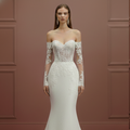 Stretch Crepe Sleeve Wedding Dress Long Simple Bodycon Gown