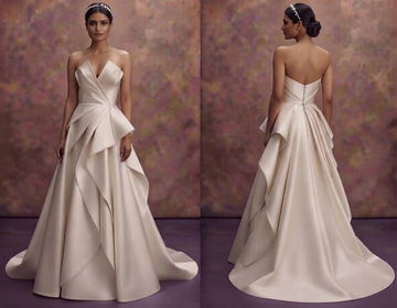 Structured Satin Wedding Dresses with Sculptural Elegance