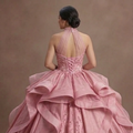 Sweet 15 Pink Quinceañera Dress with Organza Layers