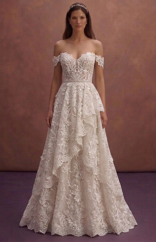 Sweetheart Neck Lace Wedding Dresses with Feminine Charm
