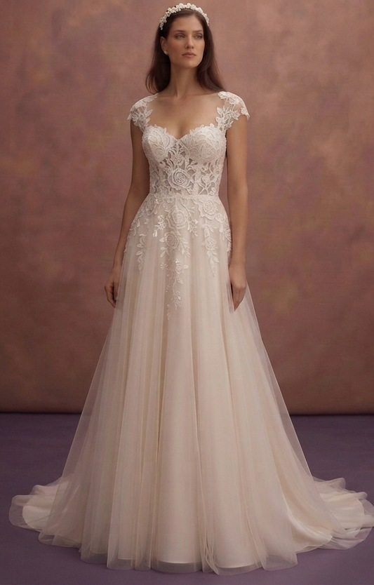 Sweetheart Neck Wedding Dresses with Romantic Lace