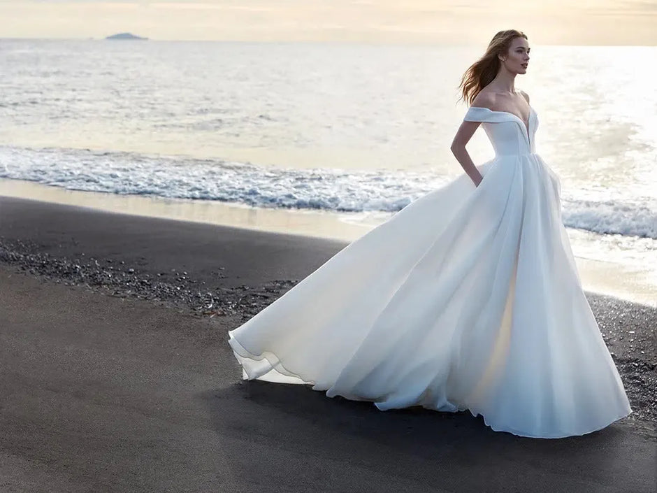 Classic Princess Wedding Dress Satin Court Train Bow Vestido De Novia Bridal Gown Princess Mermaid