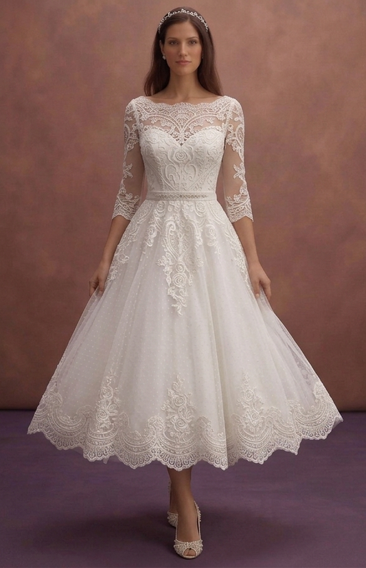 Tea-Length Wedding Dresses with Vintage Appeal