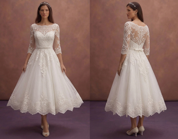 Tea-Length Wedding Dresses with Vintage Appeal