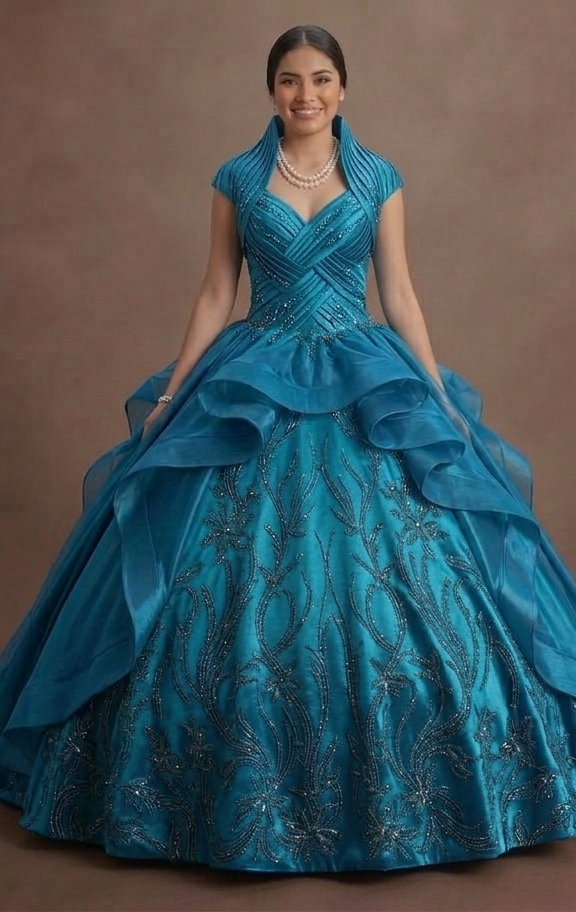 Teal Blue Quinceañera Dress Shimmering Silk 2026 Edition