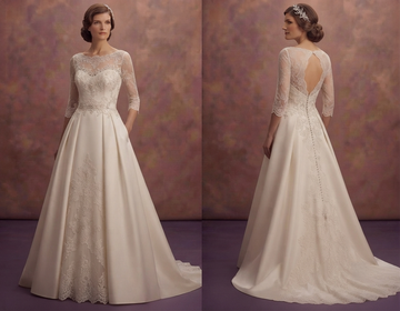 Three-Quarter Sleeve Wedding Dresses with Classic Style