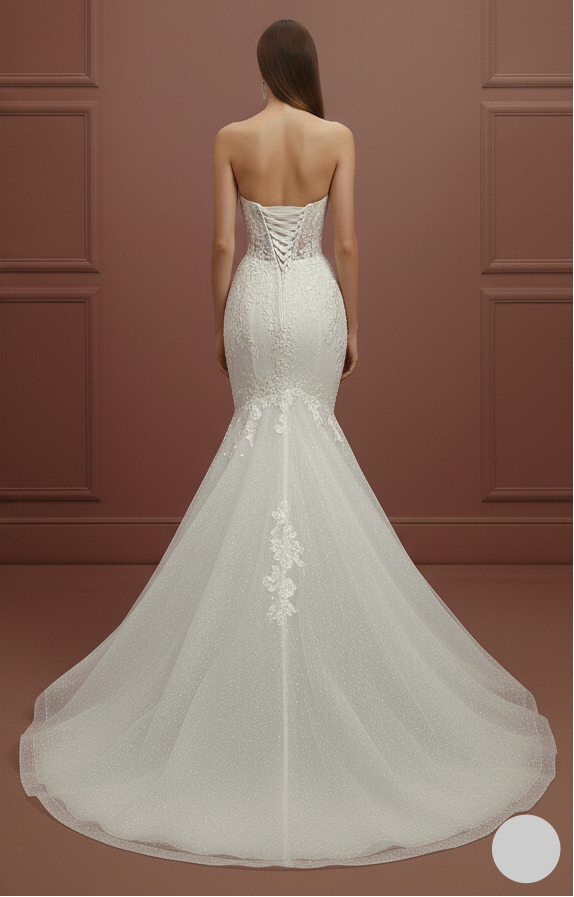 Traditional Mermaid Wedding Dress Buttons Back Long Corset Gown