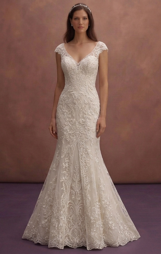 Trumpet Lace Wedding Dresses with Delicate Embroidery