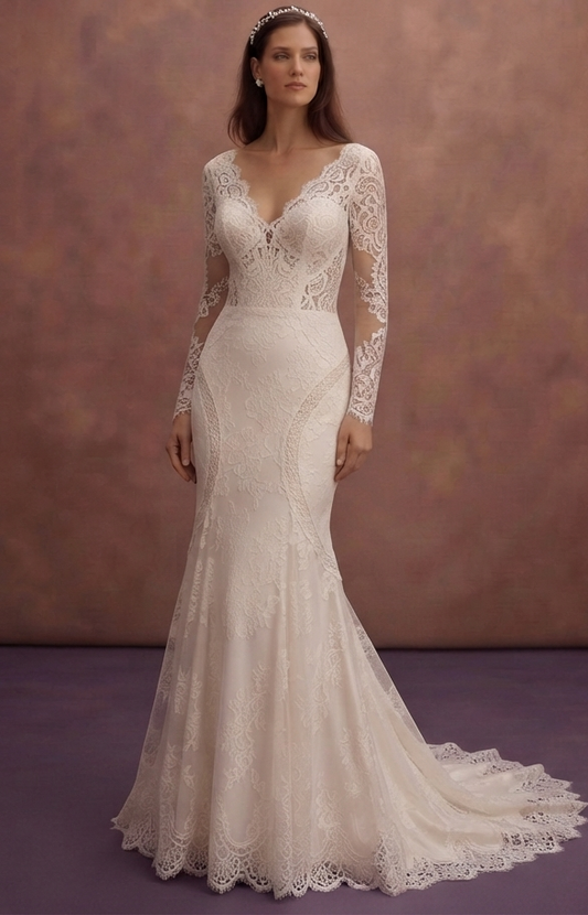 Trumpet Lace Wedding Dresses with Elegant Curves