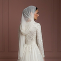 Tulle Flowing Nikah Wedding Dress – Soft Ivory Muslim Outfit