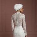 Tulle Mermaid Wedding Dress – Pearl White Hijab-Friendly Style Muslim