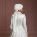 Tulle Princess Bridal Wedding Dress – Pearl White for Modern Hijab Brides Muslim