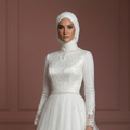 Tulle Princess Bridal Wedding Dress – Pearl White for Modern Hijab Brides Muslim