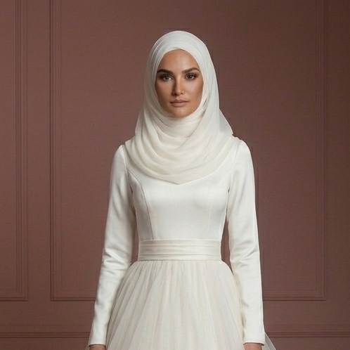 Tulle Princess Wedding Dress – Soft Ivory Modest Style Muslim