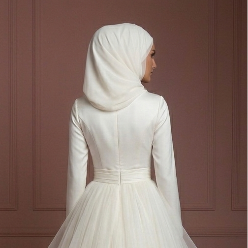Tulle Princess Wedding Dress – Soft Ivory Modest Style Muslim