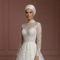 Tulle & Lace Princess Wedding Dress – Elegant Hijab Outfit Muslim