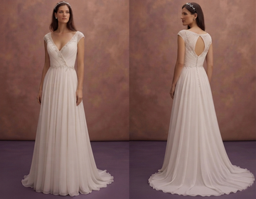 V-Neck Chiffon Wedding Dresses with Soft Elegance