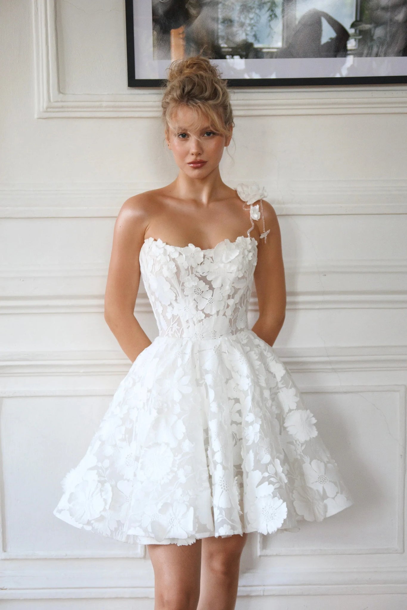 Short Wedding Dress with Full Skirt and One Strap Vestido De Novia Mer