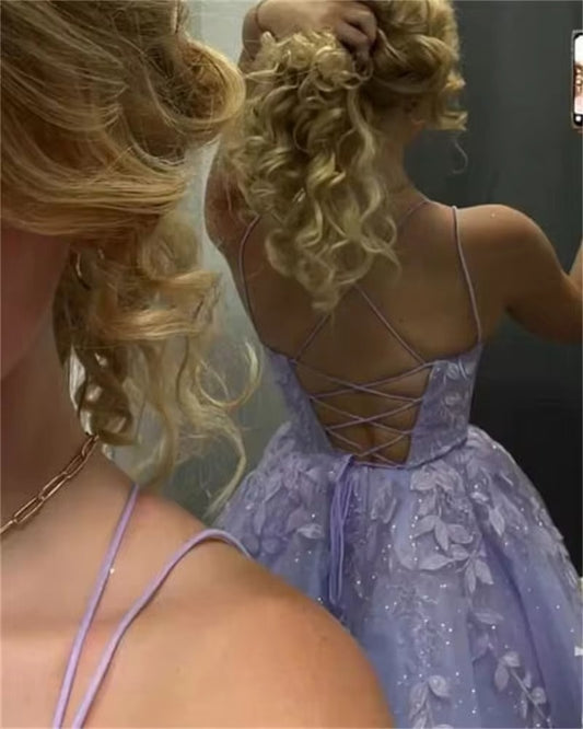 Lavender Shiny Tulle Short Prom Dresses Appliques Lace Corset Back Cocktail Gowns Homecoming Dress Graduation Party