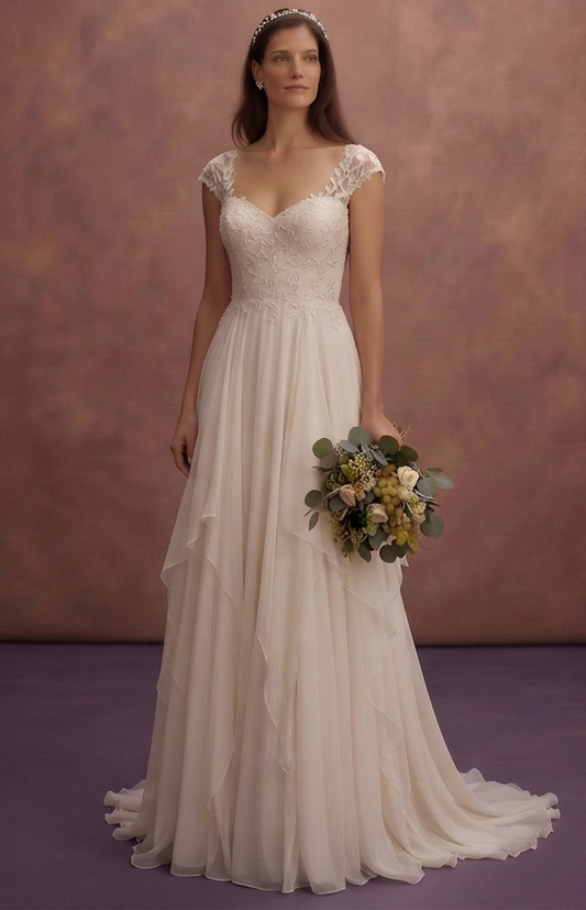 Vineyard Wedding Dresses with Elegant Chiffon Layers