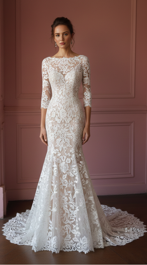 Vintage Boho Sleeve Wedding Dress Chiffon Beach Long Gown