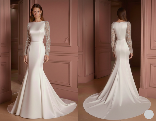 Vintage Lace Wedding Dress High Neck Long Sleeve Bridal