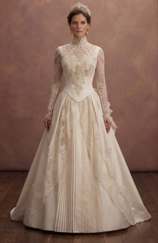 Vintage Victorian Wedding Dresses with High Lace Collars