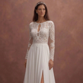 White Bohemian Wedding Dress with Lightweight Chiffon