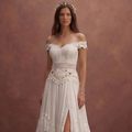 White Bohemian Wedding Dress with Romantic Flow Layers