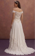 White Bohemian Wedding Dress with Romantic Flow Layers