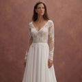 White Bohemian Wedding Dress with Soft Airy Chiffon