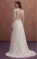White Bohemian Wedding Dress with Soft Airy Chiffon