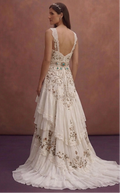 White Bohemian Wedding Dress with Soft Romantic Layers