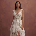 White Bohemian Wedding Dress with Soft Romantic Layers