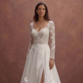 White Bridal Gown with Open Back and Chapel Train
