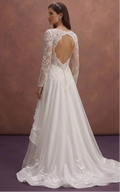 White Bridal Gown with Open Back and Chapel Train