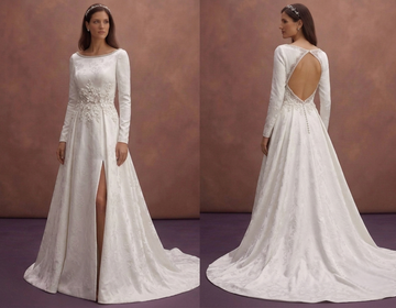 White Bridal Gown with Open Back and Long Train