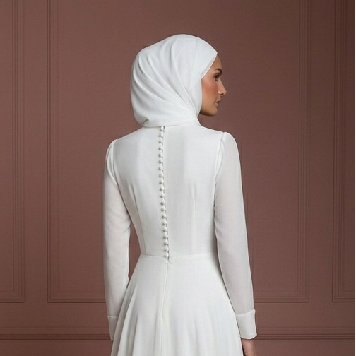 White Chiffon Long Sleeve Wedding Dress – Modest Hijab Collection Muslim