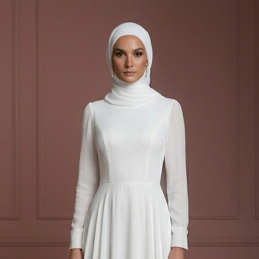 White Chiffon Long Sleeve Wedding Dress – Modest Hijab Collection Muslim