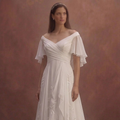 White Chiffon Wedding Dress with Soft Romantic Layers
