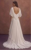 White Chiffon Wedding Dress with Soft Romantic Layers